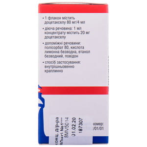 Доцетаксел-Виста конц. д/р-ра д/инф. 20мг/мл фл. 4мл (80мг) №1***