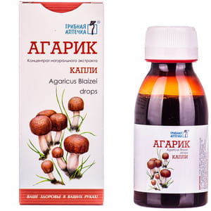 Капли Гриб Агарик Грибная аптечка для общего укрепления организма и нормализации фунций лимфатической системы флакон 100 мл