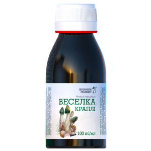 Краплі Гриб Веселка (Сморчок) Грибна аптечка для загального зміцнення організму для нормалізації рівня холестерину та кров'яного тиску флакон 100 мл