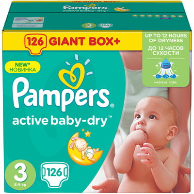 Подгузники для детей PAMPERS Active Baby (Памперс Актив Бэби) 3 от 5 до 9 кг 126 шт NEW