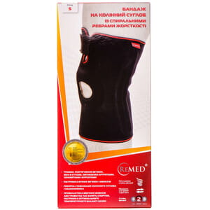 Бандаж на коленный сустав REMED (Ремед) модель R6202 со спиральными ребрами жесткости размер S