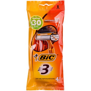 Бритва BIC (Бик) 3 для чувствительной кожи 4 шт