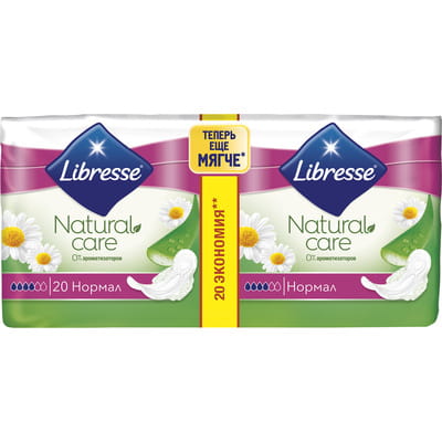 Прокладки гігієнічні жіночі LIBRESSE (Лібрес) Natural Care Ultra Normal (Нейчерал кеа ультра нормал) 20 шт