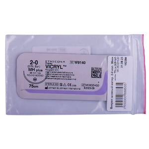 Шовний матеріал що розсмоктується Вікрил розмір USP 2/0, колюча голка 36 мм, 1/2 кола, довжина 75см артикул W9140