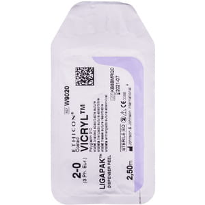 Шовный материал рассасывающийся Викрил размер USP 2/0,без иглы Ligapak длина 2,5м артикул W9020