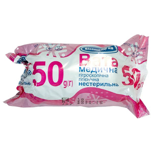Вата медична гігроскопічна нестерильная ролик 50г Білосніжка