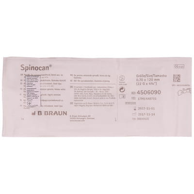 Игла для спинальной анестезии Spinocan (Спинокан) со срезом Квинке длинная размер G22 (0,7 x 120 мм) 1 шт