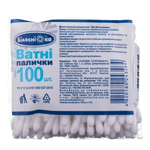 Палички ватні Білосніжка пакет 100 шт