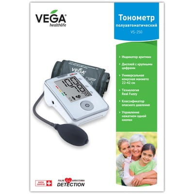 Вимірювач (тонометр) артеріального тиску VEGA (Вега) модель VS-250 напівавтоматичний