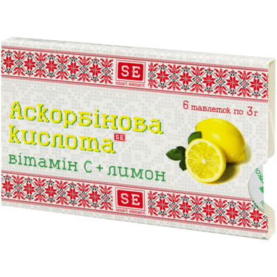 Комплекс витаминов Аскорбиновая кислота (витамин С) с лимоном 6 шт