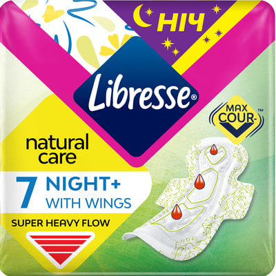 Прокладки гигиенические женские LIBRESSE (Либресс) Natural Care Maxi Goodnight (Нейчерал кеа макси гуднайт) 7 шт