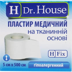 Пластир Dr. House (Доктор Хаус) медичний на тканій основі розмір 5 см x 500 см 1 шт