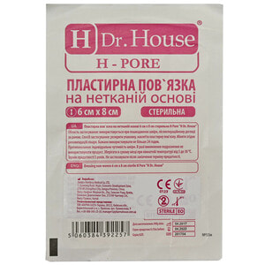 Повязка пластырная (пластырь) Dr. House (Доктор Хаус) H-Pore медицинская на нетканной основе размер 6 см x 8 см 1 шт