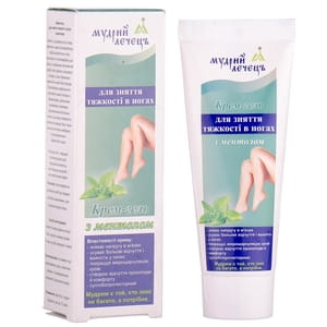 Крем-гель для зняття важкості у ногах з ментолом 75 мл Мудрий лечець