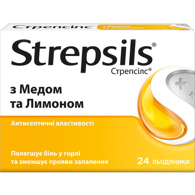Стрепсілс мед-лимон льодяники №24