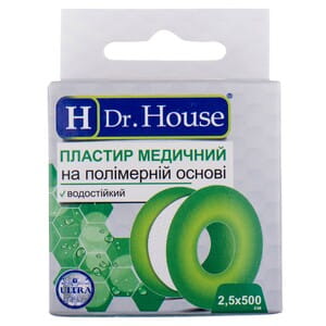 Пластырь медицинский Dr. House (Доктор Хаус) на полимерной основе пластик с подвесом размер 2,5 см x 500 см 1 шт
