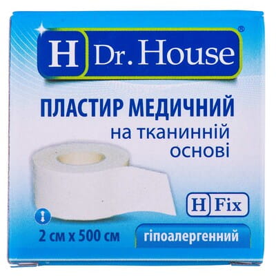 Пластир Dr. House (Доктор Хаус) медичний на тканій основі у паперовій упаковці розмір 2см x 500см 1 шт