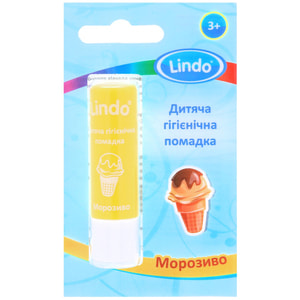 Помада для губ LINDO (Ліндо) артикул U 772 Морозиво дитяча гігієнічна 4,5 г