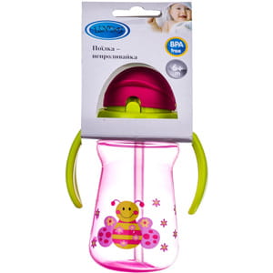 Поїлка-непроливайка LINDO (Ліндо) артикул 733 з ручками та силіконовою трубочкою