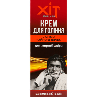 Крем для гоління Аромат ХІТ косметичний для чоловіків з олією чайного дерева для жирної та проблемної шкіри 70г