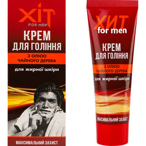Крем для бритья Аромат ХИТ косметический для мужчин с маслом чайного дерева для жирной и проблемной кожи 70 г