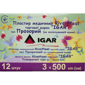 Пластир медичний Riverplast (Риверпласт) Ігар прозорий полімерний розмір 3см х 500см 1шт