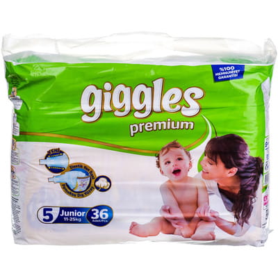 Подгузники для детей GIGGLES Premium (Гигглес Премиум) Junior (Джуниор) 5 от 11 до 25 кг 36 шт