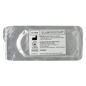 Шовний матеріал що розсмоктується Вікрил розмір USP 6/0, колюча голка 13 мм, 1/2 кола, довжина 45см артикул W9981