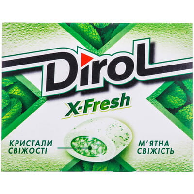 Жевательная резинка DIROL (Дирол) X-FRESH (Икс-фреш) без сахара Мятная свежесть 18г