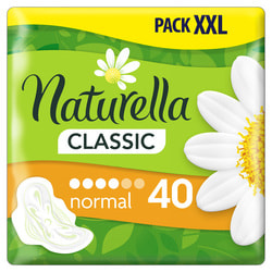Прокладки гигиенические женские NATURELLA (Натурелла) Classic Camomile Normal Quatro (Классик нормал) с крылышками 40 шт