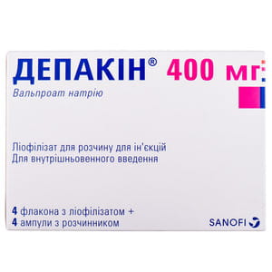 Депакин лиоф. д/р-ра д/ин. 400мг фл. + р-ль амп. 4мл №4
