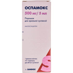 Оспамокс пор. д/орал. сусп. 500мг/5мл,12г д/п 60мл сусп.
