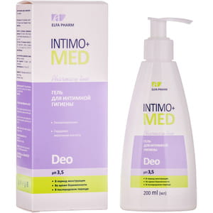 Гель для інтимної гігієни ELFA PHARM (Ельфа Фарм) Intimo+med (Інтимо+мед) Deo (Део) рН 3,5 200 мл