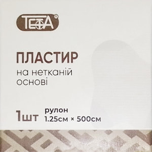 Пластир медичний Teta (Тета) фіксуючий на нетканній основі в рулоні розмір 1,25 см х 500 см 1 шт