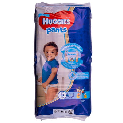 Подгузники-трусики для детей HUGGIES (Хаггис) Pants (Пентс) 5 для мальчиков от 12 до 17 кг 44 шт