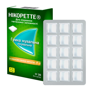 Никоретте свежие фрукты жев. резинка 4мг №30