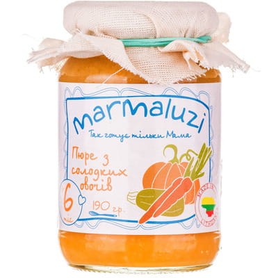 Пюре овощное детское MARMALUZI (Мармалузи) Каша из сладких овощей для детей с 6-ти месяцев 190г