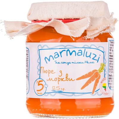 Пюре овощное детское MARMALUZI (Мармалузи) из моркови для детей с 5-ти месяцев 125г