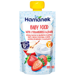 Пюре фруктово-молочне дитяче HAMANEK (Хаманек) Яблуко, полуниця та сир 120 г