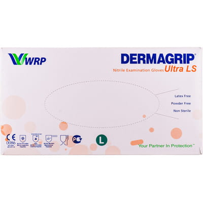 Перчатки медицинские смотровые нитриловые нестерильные неприпудренные Dermagrip Ultra LS (Дермагрип Ультра ЛС) размер L 1 пара