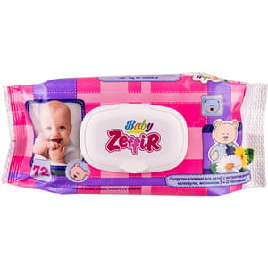Серветки вологі ZEFFIR (Зефір) дитячі 72 шт