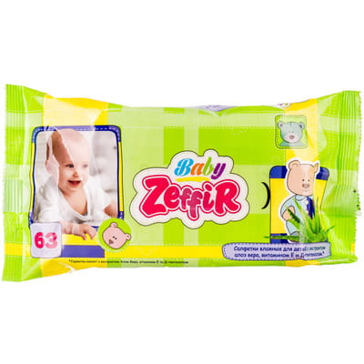 Салфетки влажные ZEFFIR (Зефир) детские 63 шт