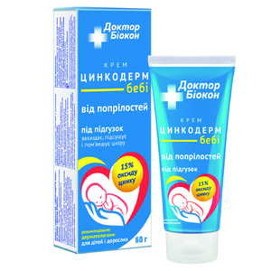 Крем от опрелостей БИОКОН Доктор Биокон Цинкодерм Беби детский под подгузник защищает, подсушивает и смягчает кожу туба 60 г