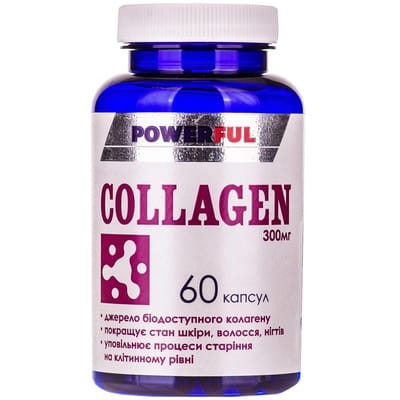 Капсули для покращення стану шкіри POWERFUL (Поверфул) із вмістом колагену 300 мг Колаген банка 60 шт