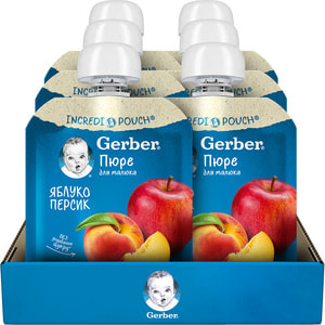 Пюре фруктовое детское NESTLE GERBER (Нестле Гербер) Яблоко и персик с 6-ти месяцев мягкая упаковка 90 г