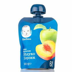 Пюре фруктове дитяче NESTLE GERBER (Нестле Гербер) Яблуко та персик з 6-ти місяців м'яка упаковка 90 г