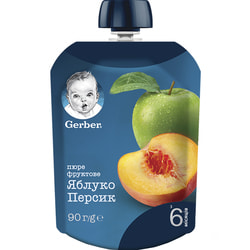 Пюре фруктовое детское NESTLE GERBER (Нестле Гербер) Яблоко и персик с 6-ти месяцев мягкая упаковка 90 г