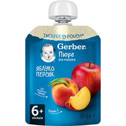 Пюре фруктовое детское NESTLE GERBER (Нестле Гербер) Яблоко и персик с 6-ти месяцев мягкая упаковка 90 г