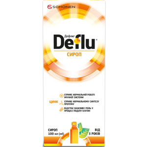 Сироп комплексної дії при гострих респіраторних інфекціях Дефлю флакон 100 мл
