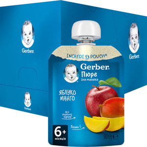 Пюре фруктовое детское NESTLE GERBER (Нестле Гербер) Яблоко и манго с 6-ти месяцев мягкая упаковка 90 г